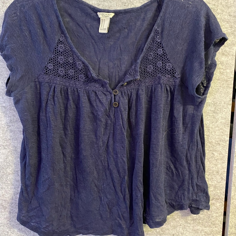 Cute Navy Forever 21 Crop Top